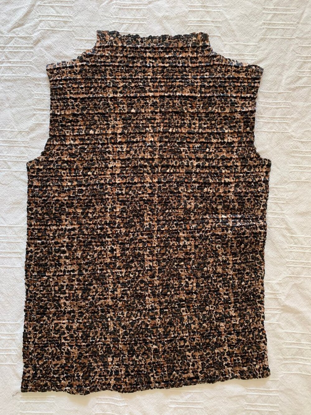 Y2K leopard print crinkle textured sleeveless top